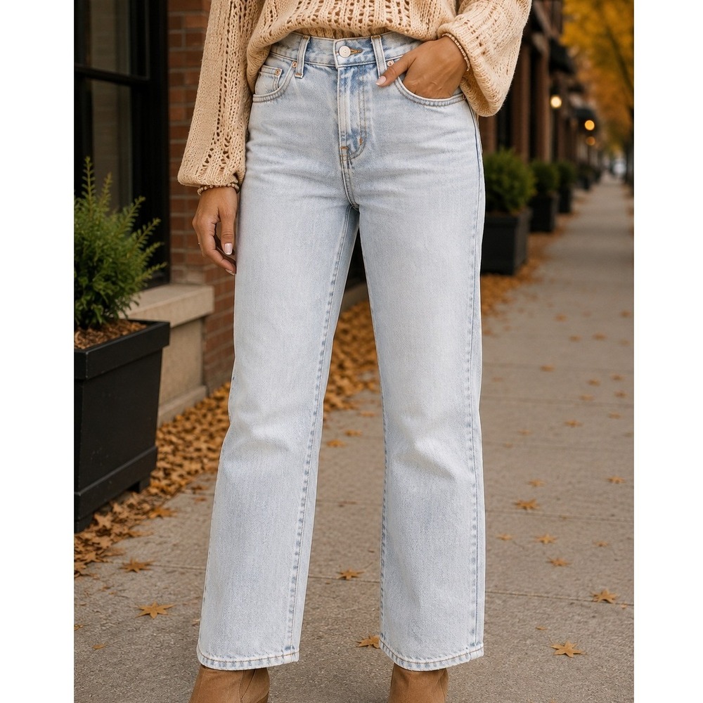 Madewell Mid-Rise Perfect Vintage Jean Light Wash Straight Leg Denim 27 crop